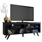 Madesa TV Stand Entertainment Center with 4 Shelves and Cable Management for 55, 65 Inch TV Media Storage Gaming Media Console Living Room and Bedroom Modern Wooden Television - Black