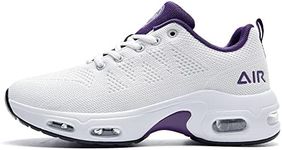 SURRAY Womens Air Running Shoes- Air Cushion Athletic Sneakers Fashion Breathable Sport Gym Walking Tennis Shoes (US5.5-11 B(M) White Purple
