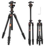 K&F CONCEPT 64 inch/163cm Carbon Fiber Camera Tripod,Lightweight Travel Tripod with 36mm Metal Ball Head Load Capacity 8kg/17.6lbs,Quick Release Plate,for DSLR Cameras Indoor Outdoor O254C2+BH-36L