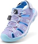 DREAM PAIRS Boys Girls Summer Outdoor Athletic Sport Sandals Walking Hiking Hook and Loop Adjustable Multicolor for Toddler/Little/Big Kids,Size 11 Little Kid,Purple,160912-K