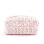 Makeup Bag Quilted Cosmetic Bag Floral Small Pouch Coquette Toiletry Bag Travel