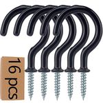 16PCS Metal Ceiling Hooks 2.9 Inch Multipurpose Vinyl Coated Screw-in Wall Hooks for Hanging Plants, Cups, Utensils, Lights and Stuff Great for Indoor & Outdoor Use