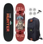 jaspo Downtown Surfers Skateboard For Adults,Kids, 7-Layer Canadian Maple Wood Deck,Professional Skateboard For Boys, Girls, Beginners, Pros (Deck Size 31" X 8" Inches, The Hunter), Multi