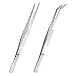 2PCS 8 Inch Stainless Steel Tongs Tweezers with Precision Serrated Tips for Surgical & sea Food,Heavy Duty Tweezer Tongs for Cooking Crafting Repairing