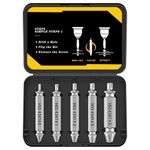 Newte Damaged Screw Extractor Set, 5-Piece HSS 4341 Drill Bit Kit, Sizes #0-#4, Dual-Ended Design, for Stripped, Broken, and Rusty Screws, Grey Industrial Finish with Storage Cas