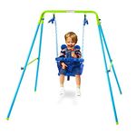 HLC Baby Toddler Indoor Outdoor Swing Set for Garden,Folding Swing for Toddler with Safety Support Back Seat Adjustable Strong Rope Playground,Easy Assembly Metal Frame Suitable for 9-36 months