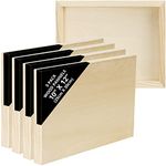 Belle Vous 5 Pack Unfinished Wooden Canvas Painting Boards - 25 x 30cm / 10 x 12 Inches - Natural Basswood Panel - Mixed Media Cradle Panels for Encaustic Art, Paint Pouring & Crafts