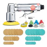 VEVOR Mini Air Sander, 1"/2"/3" Random Orbital Air Sander, 15000r/min High Speed Mini Pneumatic Sander Polisher for Auto Body Work, 58PCS Air Powered Sander Kit with Wavy Sponges, Sandpapers, Wool Pad