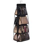 Lirex Handbag Hanging Organizer, 8 Pocket Hanging Purse Organizer Handbag Storage Hanger Oxford Cloth Closet Organizer for Family Closet Bedroom, Foldable and Universal Fit (Black)