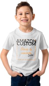 Camiseta para Niños Manga Corta Personalizada a Todo Color | 100% algodón (Blanca) 3-12 años