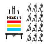 MEEDEN Tabletop Easel Stand for Painting: 50 cm x 12 Pack Pine Wood Table Top Display Stand for Sign - Black Mini Wooden Easel for Picture Party Classroom