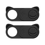 kwmobile Webcam Cover Compatible with Camera Cover - 2x Self Adhesive ABS Slider for Laptop - Black