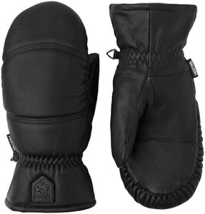 Hestra Winter Ski Gloves: Mens and Womens Leather Box Cold Weather Mittens, Black, 8