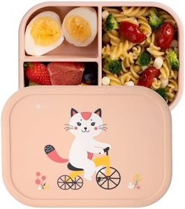 ASOMIC Silicone Bento Lunch Box for Toddlers & Kids, Leakproof & BPA-Free, 3 Compartments, Microwave & Dishwasher Safe, Ideal for Daycare, Preschool & Baby Meals (Cat)