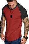 COOFANDY Mens Contrast Muscle Tee Raglan Short Sleeve Workout T-Shirts Pattern9 XL