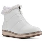 WHITE MOUNTAIN Women's Shoes Tamarin Puffer Ankle Bootie, White/Fabric, 10 Wide
