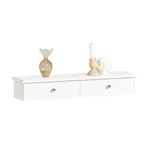 SoBuy FRG43-W, Wall Shelf Floating Shelf Wall Storage Unit with 2 Drawers, White, W64 x D15 x H10cm