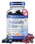 Naturally Calm Gummies for Kids – Magnesium Glycinate, Chamomile, & Linden Extract – Multivitamins that Promote Well-Being, Balance, & Overall Health – 60 Chewable Gummies – Grape Flavored – Rhoziva