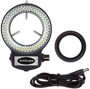 AmScope - Anillo de luz LED 144 para microscopios estéreo, control de intensidad variable, carcasa negra - LED-144B-ZK