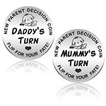 New Parent Decision Coin,Engraved Stainless Steel Interesting Flip Coin for Decision Making,Novelty Gift for New Mum Dad,Newborn Baby Gifts,Mother's Day Gifts,Anniversary,Stainless Steel (Silver)