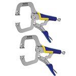 Nuovoware Premium Face Clamp, Locking C Clamp 2 Pack 11" with Swivel Pads, Metal Pocket Hole Clamp Locking Plier Table & Tool Vise Grip for DIY Woodworking, Welding, Cabinetry, Pocket Hole Joinery