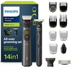 Philips Series 9000 14-in-1 Trimmer + OneBlade, Precise Trim, Sharp Edges, Convenient Shave, Premium Toiletry Bag, Extra OneBlade Blade (Model MG9550/15)