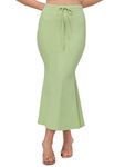 Mehrang Stretchable Saree Shapewear Petticoat for Women, Cotton Blended,Petticoat,Skirts for Women,Shape Wear Dress for Saree Light Green