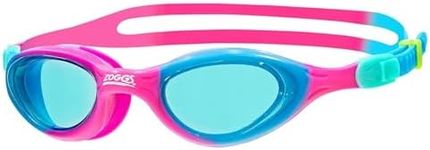 Zoggs Super Seal Kids Swimming Goggles, UV Protection Swim Goggles, Quick Adjust Split Yoke Comfort Strap, Fog Free Clear Swim Goggle Lenses, Zoggs Goggles kids 6-14 years, Pink/Pink/Blue