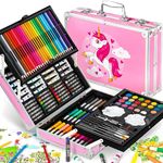 PEACORA Deluxe 145 Piece Unicorn Art & Craft Drawing Set Painting Suitcase Box Birthday Gift for Kids Unleash Your Inner Artist (Unicorn Design)