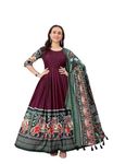 N N ENTERPRISE Women's Designer South Indian Style Latest Patola Printed Silk Woven Traditional Full Length Anarkali Gown (in, Alpha, XL, Regular, Maroon)