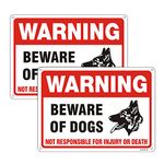 Goodvia Beware of The Dog Sign Aluminum 7 x 10 Inches, 2 x Beware of The Dog Metal Signs Outdoor Reflective Beware Dogs Sign with 4 Pre-Drilled Holes, Rust Free Weatherproof Indoor and Outdoor Use