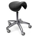 TASALON Saddle Stool - Ergonomic Saddle Chair - Comfortable Saddle Stool with Wheels - Swivel Salon Cutting Stool for Kitchen, Salon, Spa, Tattoo, Pedicure, Massage -Esthetician Chair – Black