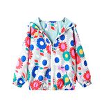 Bluesaly Jackets Baby Girls Hooded Toddler Outwear Kids Flowers Colorful Windbreaker Windproof Long Sleeve Coat Sunscreen Anti-Fog Raincoat Clothes Zip Up Lightweight Thin Age 2-3 Years