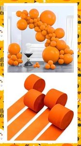 PartyWoo Tangerine Orange Balloons 100 pcs and Orange Crepe Paper Streamers 4 Rolls