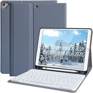 KBCASE Funda Teclado iPad 10.2 9a Gen 2021/ 8th 2020/7th / Air 3/iPad Pro 10.5 Funda con Español (Incluye Letra Ñ) Teclado Bluetooth Inalámbrico Desmontable para iPad Air 3/A2603/A2604/A2605