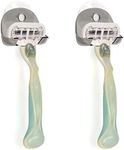 kwmobile 2x Razor Holder with Suction Cup - Self-Adhesive Shaver Wall Mount - Bathroom Organizer for Glass and Tiles - Black/Transparent