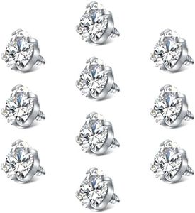 VCMART 14G 5mm Replacement Balls for Internally Threaded Piercing CZ Balls for Tongue Nipple Navel Belly Button Rings Industrial Barbell Piercing Surgical Steel Metal Body Piercing Parts