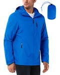 33,000ft Men's Outdoor Waterproof Jackets Packable Windbreaker Lightweight Quick Dry Raincoat Outdoor Jacket for Cycling Camping Bright Blue L