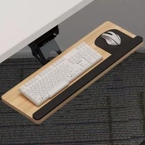 DDOMGAU ， 360 ° Rotating Keyboard Tray Under the Desktop, Adjustable Height, Ergonomic Keyboard Drawer 30 inches, Suitable for Office Work - White/Walnut