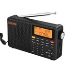 XHDATA D109WB Portable Radio AM/FM/SW/LW/WB Shortwave Radio Receiver Battery Operated Radio with NOAA Alert, Great Sound Wireless BT Mp3 Speaker, SOS Alert Alarm Clock Sleep Function