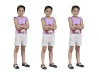 Saffora Fashion White Shorts for Girls - Regular Fit for Yoga, Cycling & Gym Wear for Kids | Comfort & Chic | Pack of 3, 13-14 Years