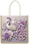 antor DIY Diamond Painting Canvas Tote Bag with Luxurious Peacock Design, Diamond Art Handbag for Adults, Craft Storage Bag, Crystal Art Diamond Painting Bag for Shopping, Travel, Daily Use