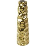 Deco 79 Ceramic Decorative Vase Geometric Centerpiece Vase with Concaved Circles, Flower Vase for Home Decoration 6" x 6" x 19", Gold