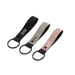 Crafted Memories® - Personalised Wriststrap Car Keyring | Custom Name Tag for Audi, BMW, Ford | Soft Matte PU | Initials or Name Keychain | Chic Bag Charm | Black, Clay, Nude Pink