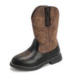 kkdom Kids Cowboy Boots for Boys Girls Western Square Toe Cowgirl Boots with Walking Heels Brown Size 4 Big Kid