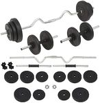 vidaXL Durable Cement and Steel Barbell and Dumbbell Set - 30 kg - Versatile Training Equipment for Full-body Workouts