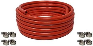 Sealproof Red 5/16-Inch ID, 9/16-Inch OD Food Grade Tubing, 25 FT, CO2 Gas Line with 8 Hose Clamps, for Homebrewing, Kegerator, Draft Systems, Beer Air Hose, 1/4" Wall Thickness - Made in USA