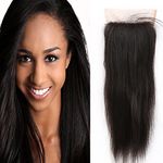 16 , Free Part -Natural Color : Sent Hair Silk Base Closure Brazilian Straight Free Part Lace Closure Human Virgin Hair Bleached Knots with Baby Hair 4x4 Natural Color (16 inch)