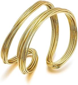 INNERDIVA Gold Chunky Cuff Bracelets for Women Adjustable Bangle Bracelet Open Cuff Bangle Jewelry Present for Women