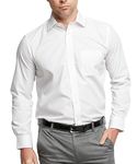 Double Two Men's Shirts Long Sleeve Smart Casual Regular Fit Wedding Work Cotton Blend Shirt White